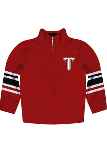 Troy Trojans Youth Red Stripe Long Sleeve Quarter Zip Shirt