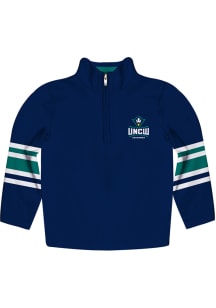 Vive La Fete UNCW Seahawks Youth Blue Stripe Long Sleeve Quarter Zip Shirt