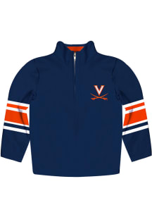 Virginia Cavaliers Youth Blue Stripe Long Sleeve Quarter Zip Shirt