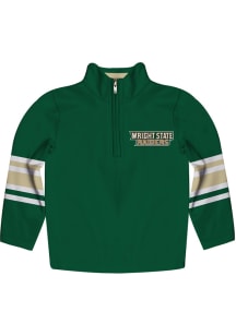Wright State Raiders Youth Green Stripe Long Sleeve Quarter Zip Shirt