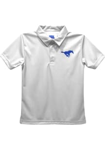 SMU Mustangs Youth White Team Short Sleeve Polo Shirt