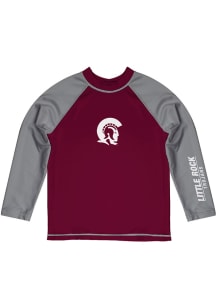 U of A at Little Rock Trojans Youth Maroon Rash Guard Long Sleeve T-Shirt