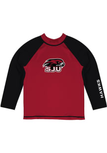 Saint Josephs Hawks Youth Red Rash Guard Long Sleeve T-Shirt