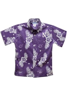 Vive La Fete Northwestern Wildcats Youth Purple Hawaiian Short Sleeve T-Shirt
