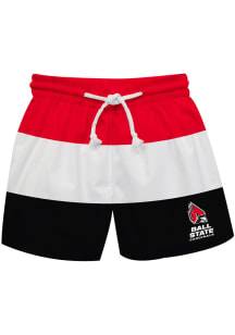 Ball State Cardinals Youth Red Stripe Swim Trunks