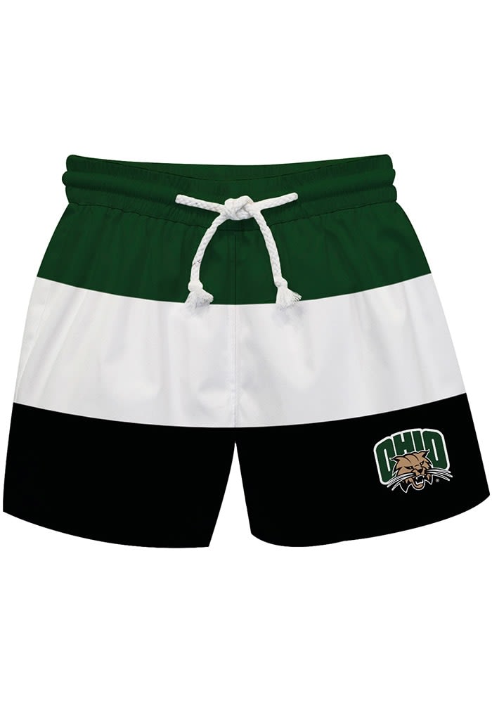 Vive La Fete Ohio Bobcats Youth Green Stripe Swim Trunks