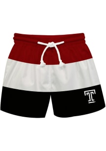 Temple Owls Youth Red Stripe Swim Trunks