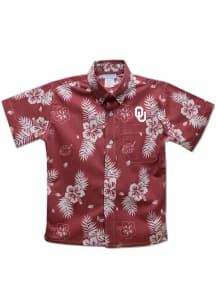 Oklahoma Sooners Youth Red Hawaiian Short Sleeve T-Shirt