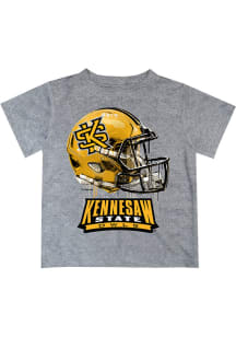 Vive La Fete Kennesaw State Owls Youth Grey Helmet Short Sleeve T-Shirt