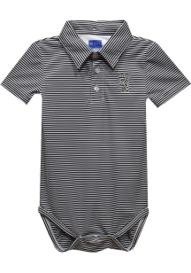 Vive La Fete Kennesaw State Owls Baby Black Pencil Stripe Short Sleeve One Piece Polo