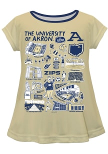 Vive La Fete Akron Zips Infant Girls Impressions Short Sleeve T-Shirt Gold