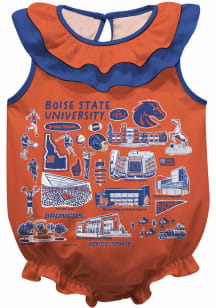 Vive La Fete Boise State Broncos Baby Orange Impressions Ruffle Short Sleeve One Piece