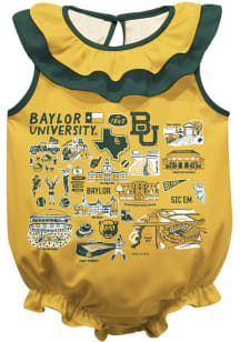 Vive La Fete Baylor Bears Baby Gold Impressions Ruffle Short Sleeve One Piece