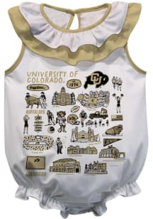 Vive La Fete Colorado Buffaloes Baby White Impressions Ruffle Short Sleeve One Piece