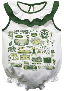 Vive La Fete Colorado State Rams Baby White Impressions Ruffle Short Sleeve One Piece