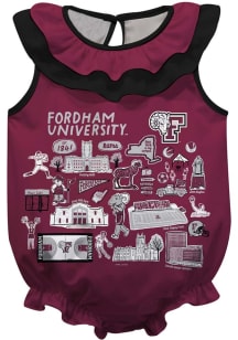 Vive La Fete Fordham Rams Baby Maroon Impressions Ruffle Short Sleeve One Piece