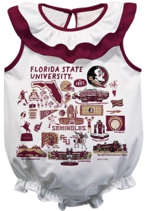 Vive La Fete Florida State Seminoles Baby White Impressions Ruffle Short Sleeve One Piece