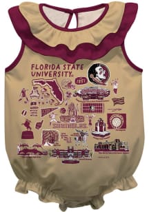 Vive La Fete Florida State Seminoles Baby Gold Impressions Ruffle Short Sleeve One Piece