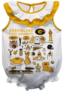 Vive La Fete Grambling State Tigers Baby White Impressions Ruffle Short Sleeve One Piece