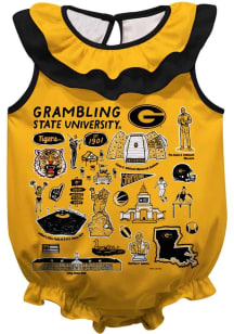 Vive La Fete Grambling State Tigers Baby Gold Impressions Ruffle Short Sleeve One Piece