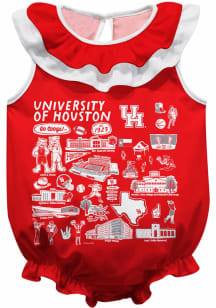 Vive La Fete Houston Cougars Baby Red Impressions Ruffle Short Sleeve One Piece