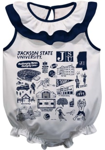 Vive La Fete Jackson State Tigers Baby White Impressions Ruffle Short Sleeve One Piece
