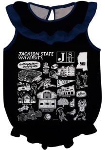 Vive La Fete Jackson State Tigers Baby Black Impressions Ruffle Short Sleeve One Piece