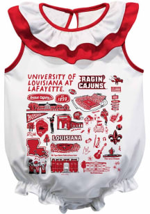 Vive La Fete Louisiana Ragin' Cajuns Baby White Impressions Ruffle Short Sleeve One Piece