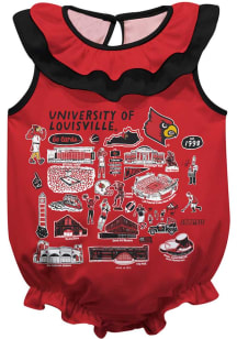 Vive La Fete Louisville Cardinals Baby Red Impressions Ruffle Short Sleeve One Piece
