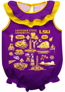 Vive La Fete LSU Tigers Baby Yellow Impressions Ruffle Short Sleeve One Piece