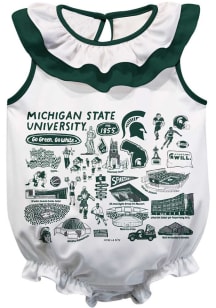 Baby Michigan State Spartans White Vive La Fete Impressions Ruffle Short Sleeve One Piece