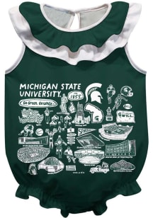 Baby Michigan State Spartans Green Vive La Fete Impressions Ruffle Short Sleeve One Piece