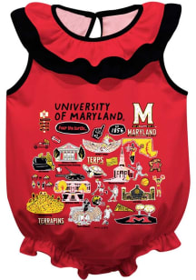 Baby Maryland Terrapins Red Vive La Fete Impressions Ruffle Short Sleeve One Piece