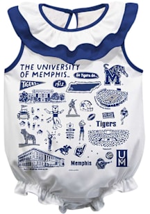 Vive La Fete Memphis Tigers Baby White Impressions Ruffle Short Sleeve One Piece