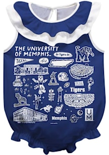 Vive La Fete Memphis Tigers Baby Blue Impressions Ruffle Short Sleeve One Piece