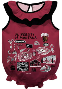 Vive La Fete Montana Grizzlies Baby Maroon Impressions Ruffle Short Sleeve One Piece