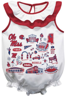 Vive La Fete Ole Miss Rebels Baby White Impressions Ruffle Short Sleeve One Piece