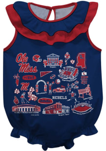 Vive La Fete Ole Miss Rebels Baby Blue Impressions Ruffle Short Sleeve One Piece