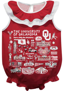 Vive La Fete Oklahoma Sooners Baby Red Impressions Ruffle Short Sleeve One Piece