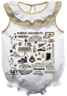 Vive La Fete Purdue Boilermakers Baby White Impressions Ruffle Short Sleeve One Piece