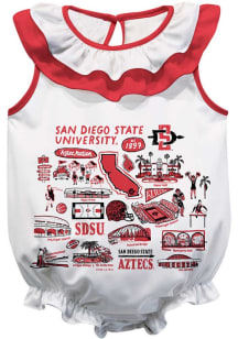 Vive La Fete San Diego State Aztecs Baby White Impressions Ruffle Short Sleeve One Piece
