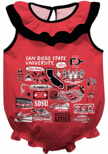 Vive La Fete San Diego State Aztecs Baby Red Impressions Ruffle Short Sleeve One Piece