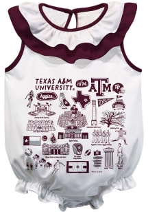 Vive La Fete Texas A&amp;M Aggies Baby White Impressions Ruffle Short Sleeve One Piece
