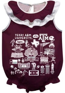 Vive La Fete Texas A&amp;M Aggies Baby Maroon Impressions Ruffle Short Sleeve One Piece