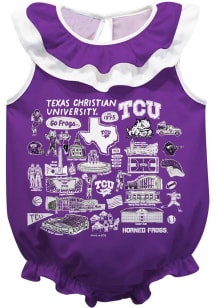 Vive La Fete TCU Horned Frogs Baby Purple Impressions Ruffle Short Sleeve One Piece