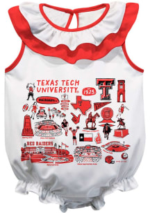 Vive La Fete Texas Tech Red Raiders Baby White Impressions Ruffle Short Sleeve One Piece