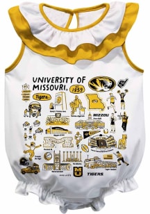 Vive La Fete Missouri Tigers Baby White Impressions Ruffle Short Sleeve One Piece