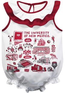 Vive La Fete New Mexico Lobos Baby White Impressions Ruffle Short Sleeve One Piece