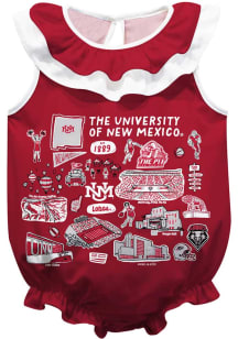 Vive La Fete New Mexico Lobos Baby Red Impressions Ruffle Short Sleeve One Piece