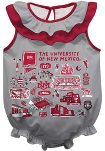 Vive La Fete New Mexico Lobos Baby Grey Impressions Ruffle Short Sleeve One Piece